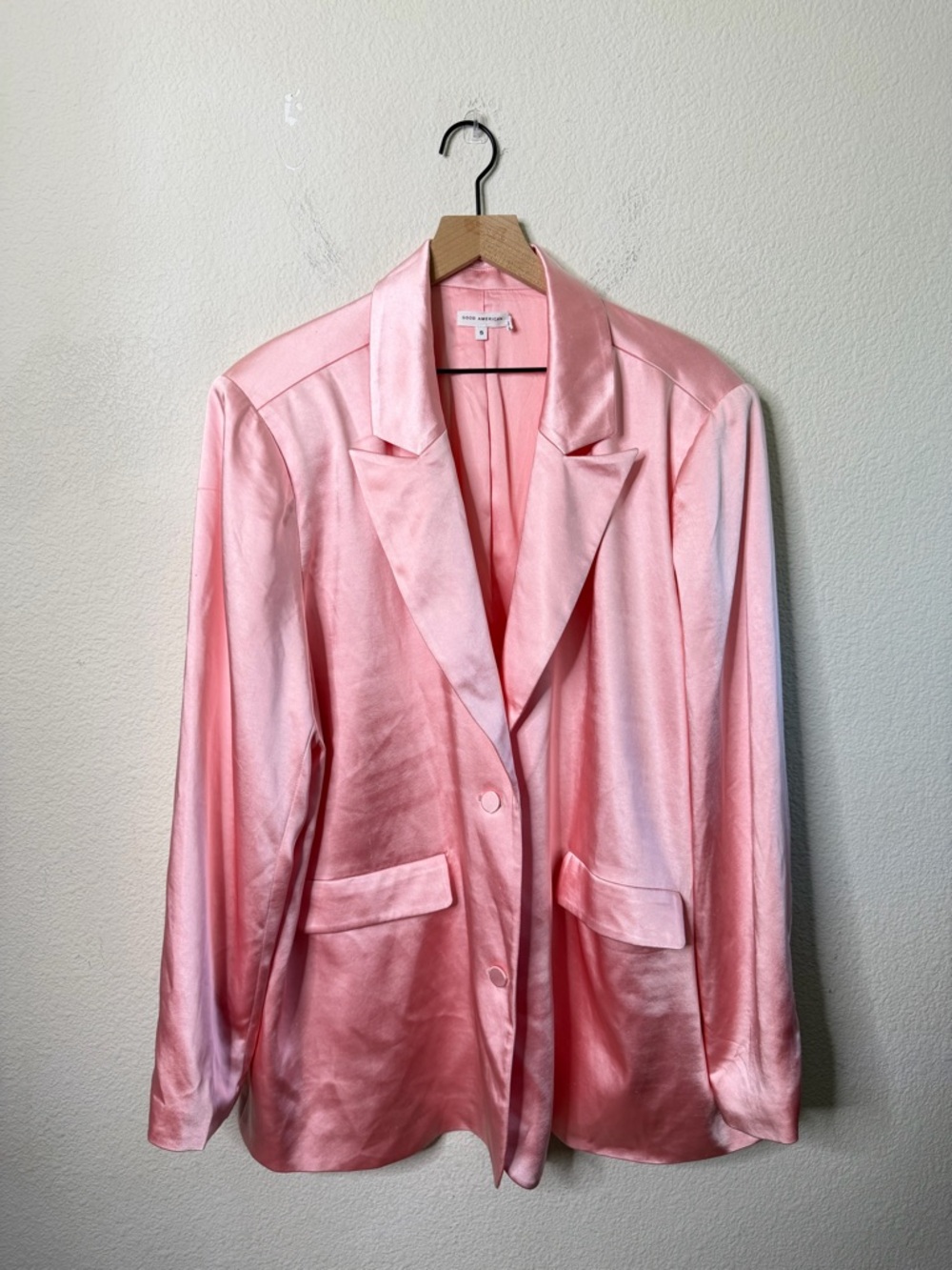 Good American Bubblegum Pink Satin Blazer Women Size 5 / US 2X - Picture 3 of 8